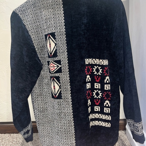 Chico's 0 Women Chenille Aztec Full Zip Sweater Cardigan Size Small Southwestern - Picture 6 of 7